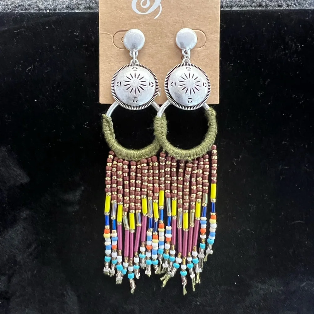 Plunder Dangly Beaded Earrings-NWT